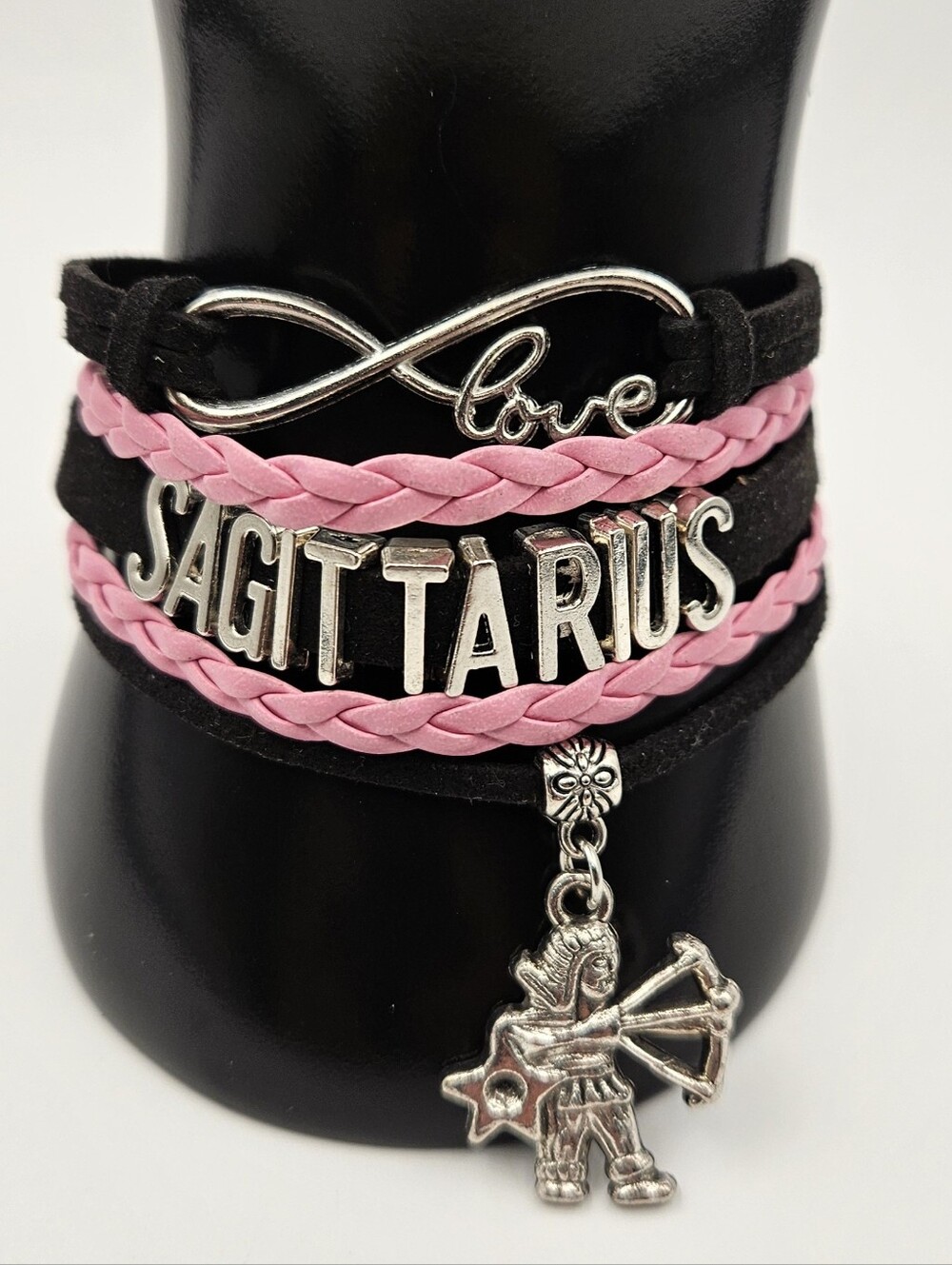 Sagittarius Zodiac Bracelet Pink Black